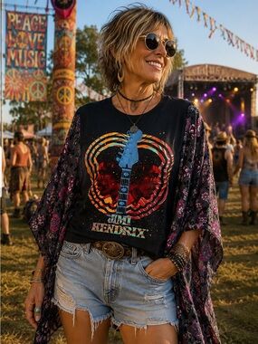 Custom Upcycled JIMI HENDRIX Poncho Top OSFM
